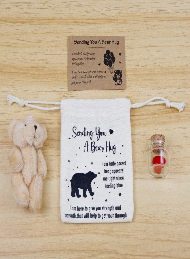 wavvter A Little Pocket Bear Hug,Sending You a Bear Hug with Pocket Hug Token Card Bear Plush Doll Heart Bottle Distance Gifts for Women Men (Pocket Bear), Small, HYHDC00 - Image 3